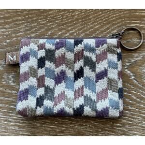 Maruca Coin Purse Bag Keychain Zip Credit Card Pouch Zig Zag Striped Pattern